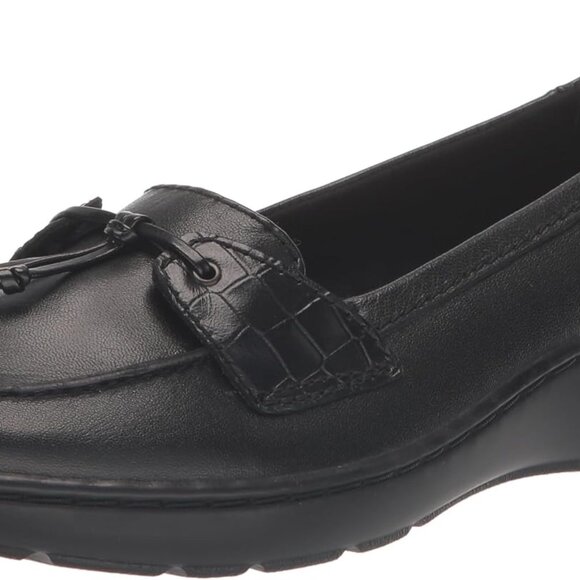 Women's Leather Shoes Size 8.5 Flat Comfortable Casual Dress Black - Picture 1 of 7